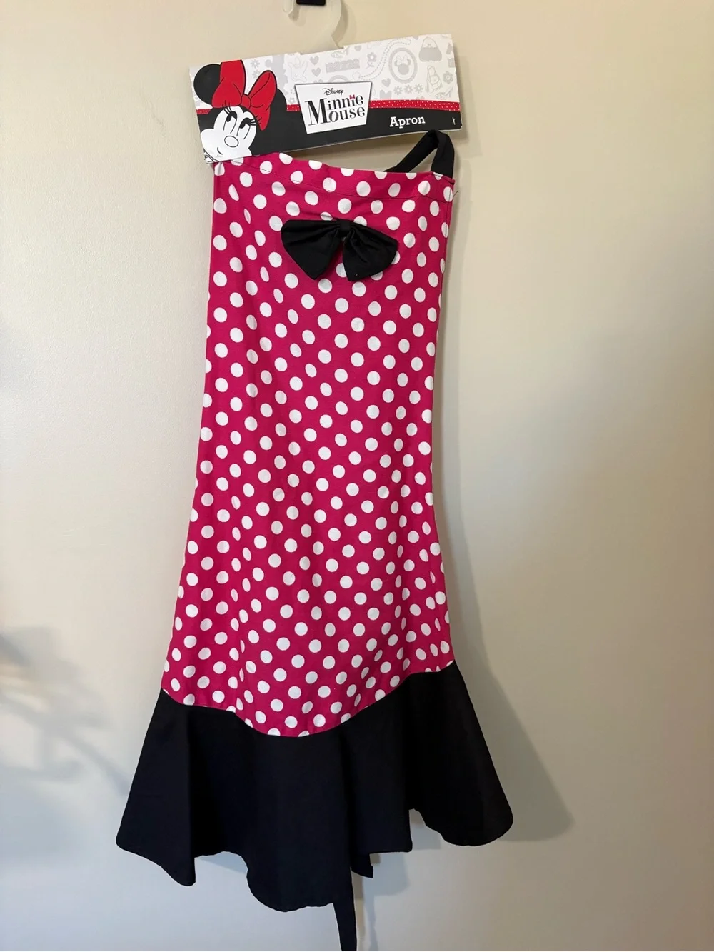 Disney Minnie Mouse Kids Apron NWT Pink Polka Dot Bow 100% Cotton chef costume